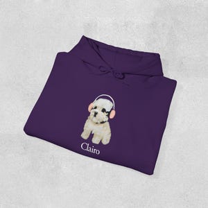 Clairo Dog Hoodie, Funny Dog With Headphones Hoodie, Indie Music Meme Hoodie, Cute Pup Graphic image 7