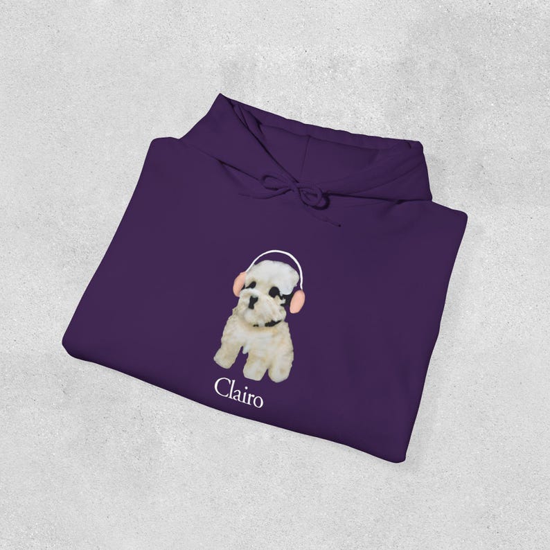 Clairo Dog Hoodie, Funny Dog With Headphones Hoodie, Indie Music Meme Hoodie, Cute Pup Graphic image 7