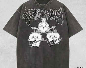 Metal Chiikawa Shirt, Soft Graphic Tee with Cute Metal Design, Comfort Colors Casual Wear for Fans, Perfect Gift for Anime & Kawaii Lovers