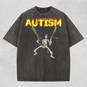 Chemise meme squelette autiste - T-shirt graphique couleurs confort et humour noir, T-shirt squelette Internet Meme
