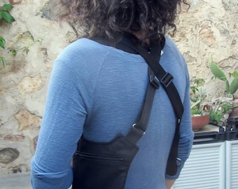 Minimalist Holster for women / Custom size / Black color / Adjustable