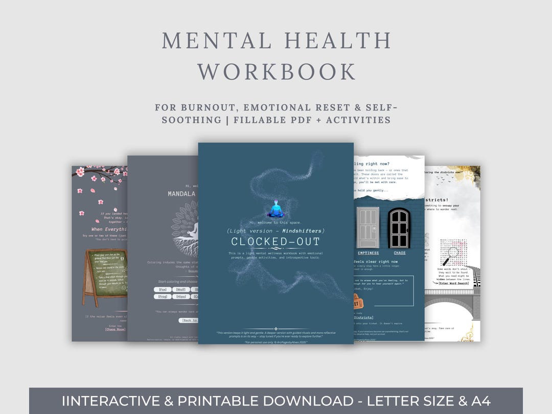 Burnout Workbook Printable | Mental Health Activities for Stress Relief ...