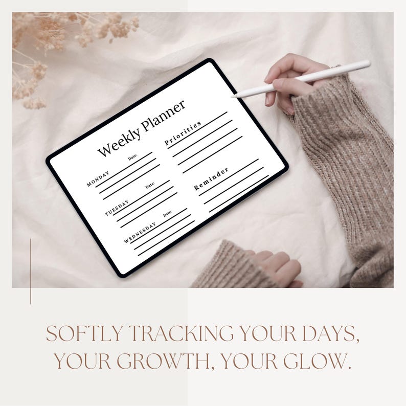 Weekly Planner Printable | Minimalist Black and White Wellness Tracker ...