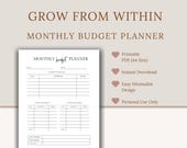 Monthly Budget Planner | Minimalist A4 Printable PDF | Black and White Finance Planner