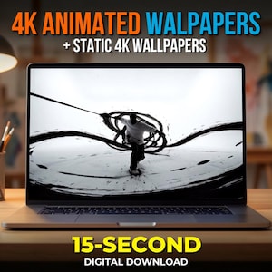 Ink Flow 4K-Wallpaper-Bundle | Animiertes abstraktes Wallpaper (15 Sek., MP4) + statischer 4K-Hintergrund | Digitaler Download für Desktop, Tablet & Smartphone