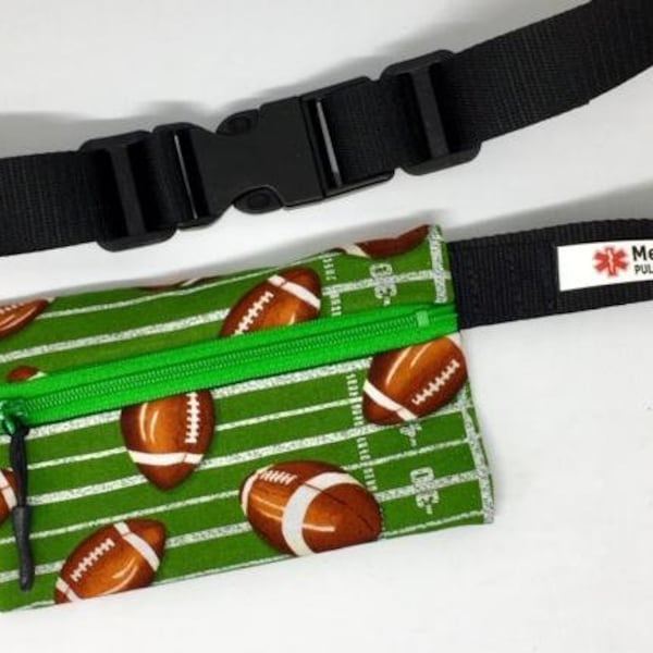 Kids Waist Pack with Medical ID pull tag- Football