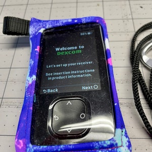 NEUE Dexcom G7 Tasche - lila rosa weiße Farbspritzer