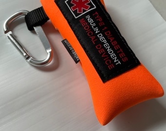 Medisch, Alarm, Identificatie, Diabetes, Apparaat, etui, type, één, 1, Sleutelhanger-Neon Oranje