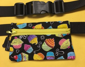 Kids Waist Pack with Medical ID pull tag- Cupcakes!