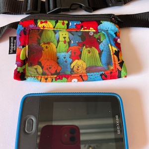 Kids Insulin Pump/Dexcom-cellphone Waist Pack with window-rainbow pups!