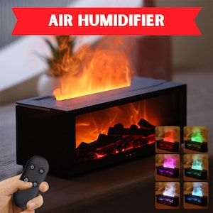 Flame Effect Essential Oil Diffuser – LED Aroma Humidifier with Remote, 7 Colors