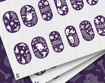 Printable Halloween Nail Wraps: Spooky Nail Art Decals PNG - PDF - Individual PNGs (Digital Download)