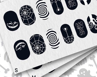 Printable Spooky Halloween Nail Wraps: DIY Digital Download (PDF)