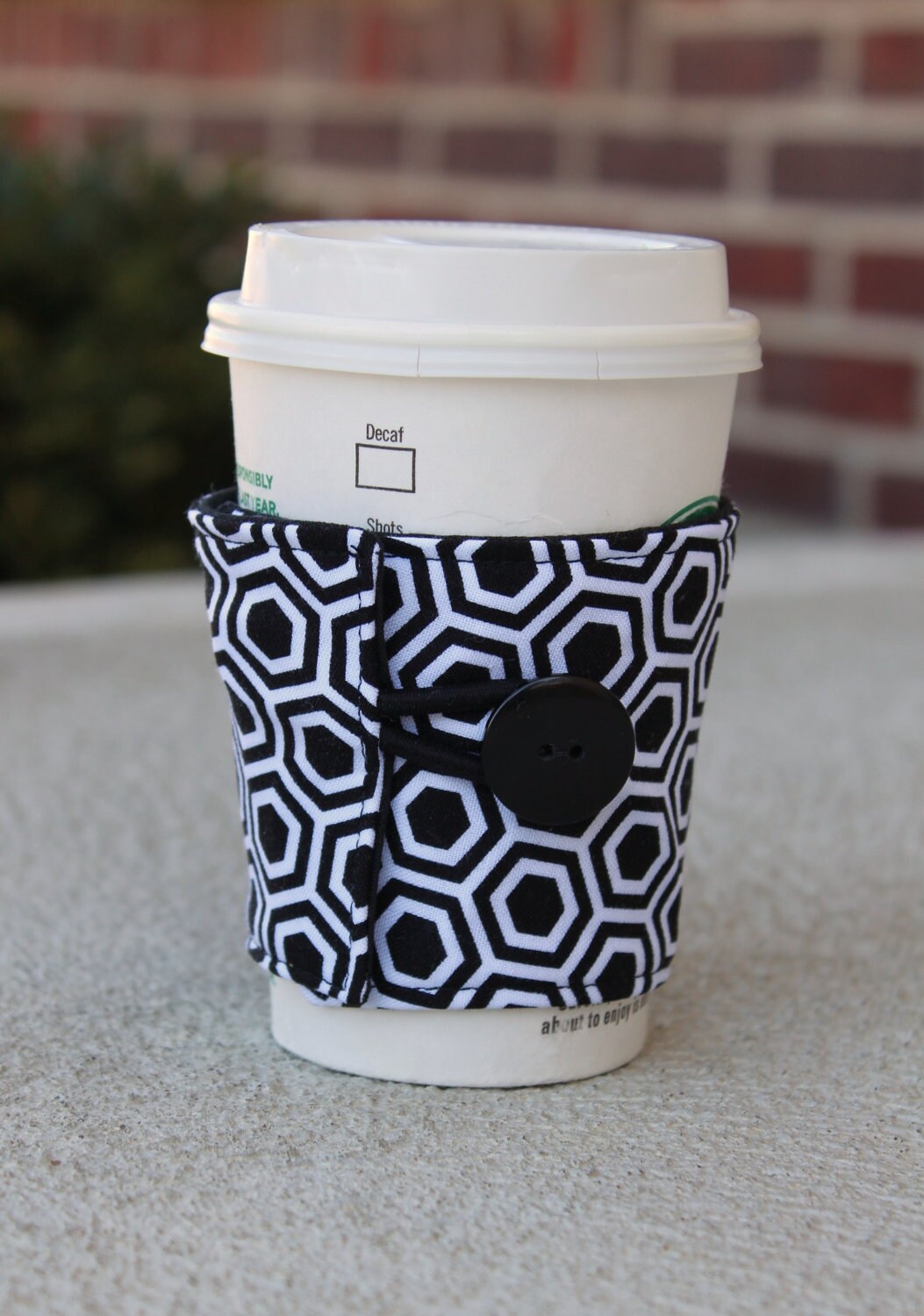 Coffee Cozy / Sleeve Black and White Hexagon Cup Cozy Etsy