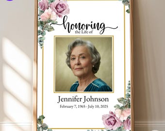 Floral Funeral Welcome Sign Template: Editable Celebration of Life Poster (Digital Download)