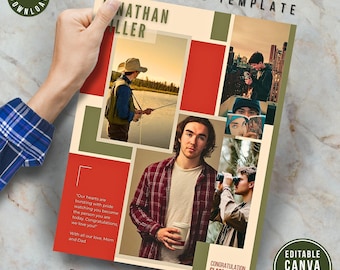 Plantilla de anuncio para anuario de último año: página completa, collage de fotos y edición en Canva