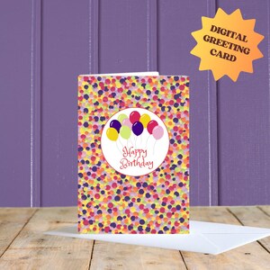 3 cartes de vœux d'anniversaire imprimables A6 sur un design à pois original aux couleurs gaies, Carte d'anniversaire, pois, pointillé