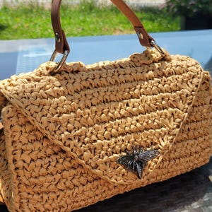 Borsa estiva in paglia di design, fatta a mano, regalo elegante, personalizzabile, mini borsa in rafia, borsa da spiaggia, borsa in corda di carta