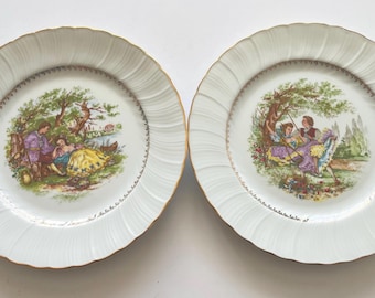 フランスのリモージュ磁器装飾皿、フラゴナール様式の3.5インチ