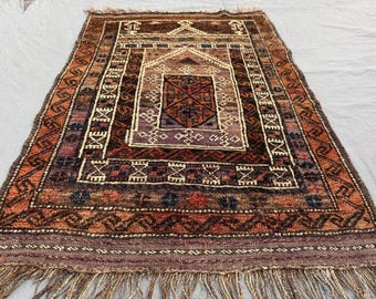 Antique Afghan Wool Rug (90x125 cm) | Hand Knotted Tribal Carpet