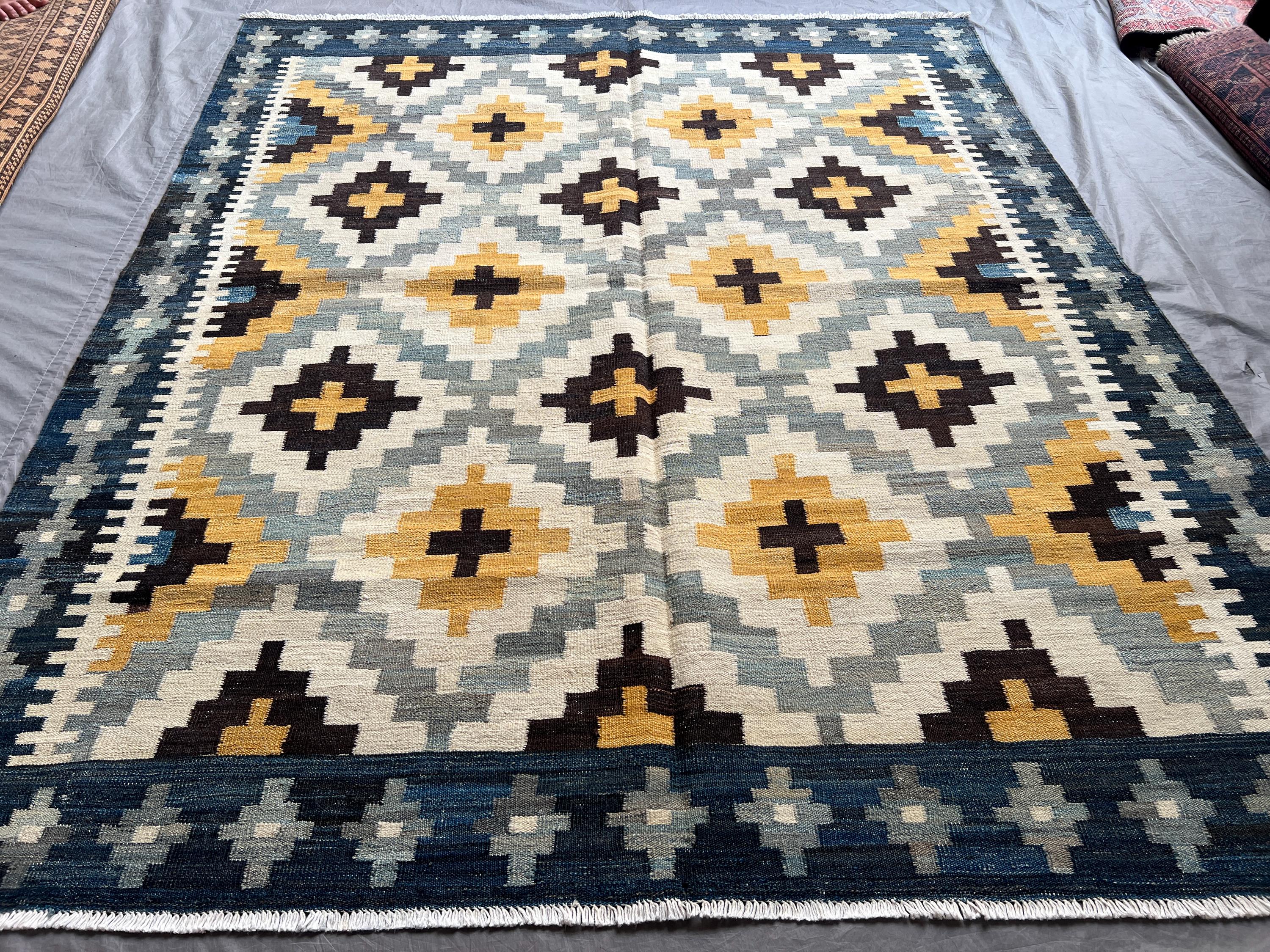 5'2x6'3 Afghan Kilim Rug | Handmade Wool Flatweave, Modern