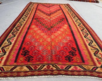 Vintage türkischer Kelim-Teppich, 174 x 300 cm, handgewebter anatolischer Wollteppich