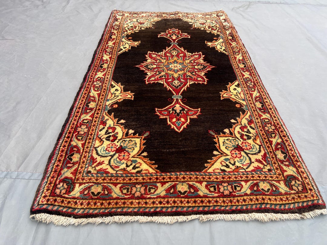 Vintage Turkish Inspired Wool Rug, Floral Medallion, 2.2x4 Ft - Etsy