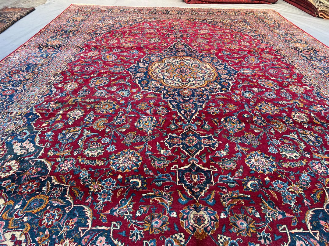 Vintage Turkish Rug, 10x14 Oversized Hand Knotted Floral Rug, Medallion ...
