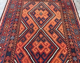 Antique Afghan Kilim Rug (7.6 X 11 Ft) Terracotta Ghemori Tribal