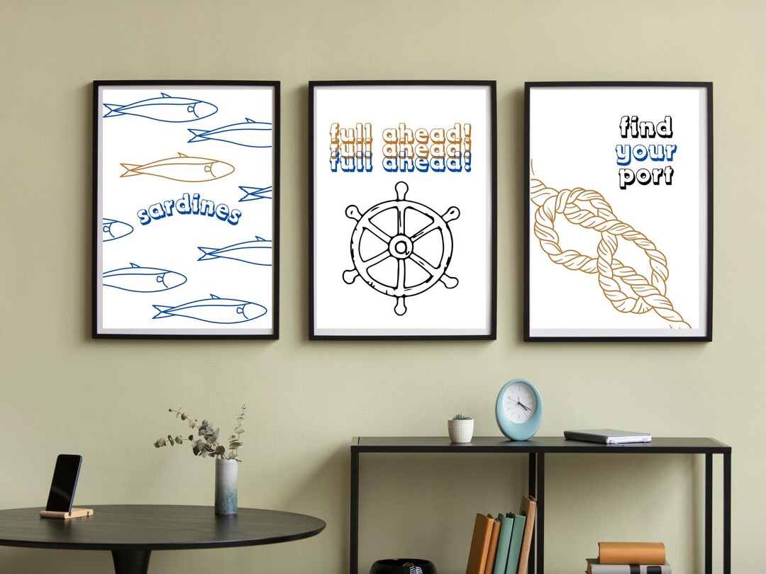 Printable Motivational Wall Art Set of 3 | Marine Theme | Minimalist ...