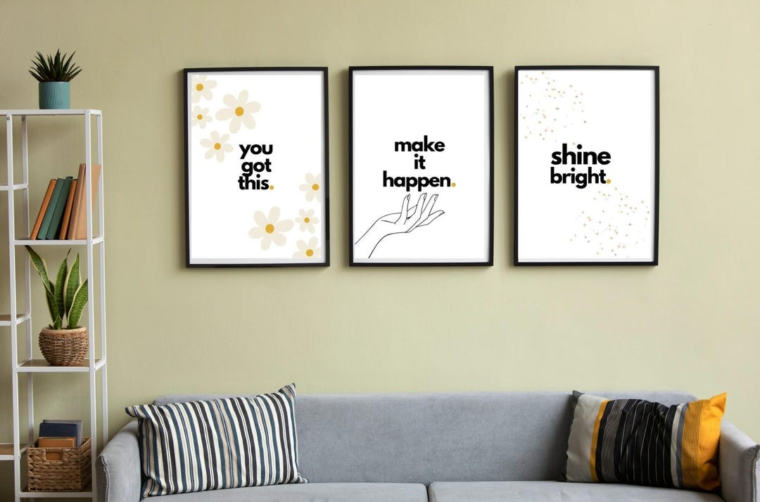 Printable Motivational Wall Art Set of 3 | Minimalist Cute Posters ...