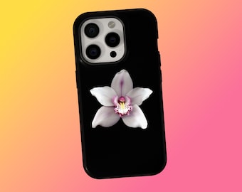 Orchid Phone Case, Black Orchid Phone Case Minimalist Floral Print Phone Cover,iPhone 17 16 15 14 13 12 11 Pro Max, Samsung S25 S24 Ultra