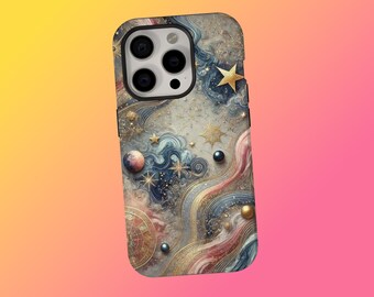 Celestial Stained Phone Case, Celestial Galaxy Star Phone Case, Cosmic Art Universe Cover, iPhone 17 16 15 14 13 12 11 Pro Max, Samsung S25