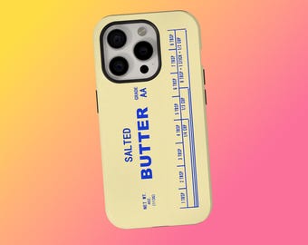 Salted Butter Phone Case: Funny Foodie, Retro Butter Label Phone Case, Funny Minimal Foodie Case, iPhone 17 16 15 14 13 12, Samsung S25 S24