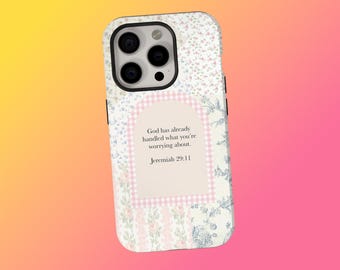 Bible Verse Phone Case, Christian Aesthetic Floral Case, Jeremiah 29:11 Scripture Quote Phone Cover, iPhone 17 16 15 14 13 12, Samsung S25