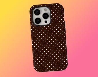 Brown Polka Dot Phone Case, Soft Girl Cute Design, Y2K Style, Retro-Modern Look for iPhone 17 16 15 14 13 12 11 Pro Max, Samsung S25 S24 S23