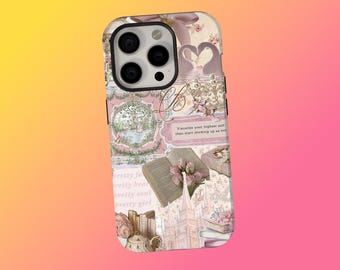 Girly Phone Case Pink Aesthetic Collage Girl Phone Cover, Romantic Coquette Phone Case, iPhone 17 16 15 14 13 12 11 Pro Max , Samsung S25