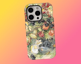 Funda para móvil "Primrose en la entrada de los túneles", bayas y hojas de otoño, arte caprichoso del bosque, iPhone 18 17 16 15 14 13, Samsung S25