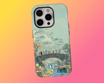 Mystical Elven Landscape Phone Case, Fantasy Fellowship & Power Rings Design, Magical Phone Cover, iPhone 17 16 15 14 13 12 11, Samsung S25