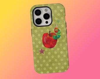 Funda para teléfono Apple Twee, diseño retro de patchwork con manzanas y mariquitas verdes vintage, funda de lunares verdes, para iPhone 17, 16, 15, 14, 13 y 12, Samsung S25