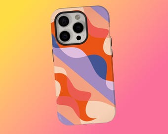 Organic Swirl Phone Case, Color Wavy Absrtact Retro Aesthetic, Abstract Retro Phone Case, iPhone 17 16 15 14 13 12 11 Pro Max,Samsung S25