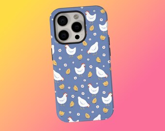 Funda para teléfono con pollitos adorables, funda para teléfono con gallo de granja, S21, arte floral de gallinas estilo cottagecore con flores silvestres, iPhone 17 16 15 14 13, Samsung S26