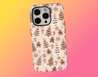 Brown Gingerbread Christmas Trees Phone Case, Cute Christmas Festival Cover, Chic Christmas Phone Case, iPhone 17 16 15 14 13 12 11, Samsung
