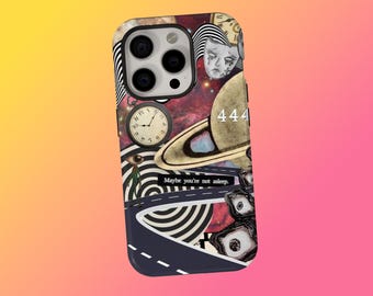 Funda para teléfono con estética oscura y gore surrealista, collage cósmico surrealista, arte dreamcore, compatible con iPhone 17, 16, 15, 14, 13, 12 y 11, y Samsung S25.