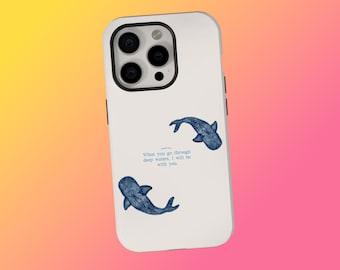 Capa de celular cristã, capa minimalista com versículo bíblico, capa de celular com baleia, capa com arte de fé oceânica, iPhone 17, 16, 15, 14, 13, 12, 11 Pro Max, Samsung S25