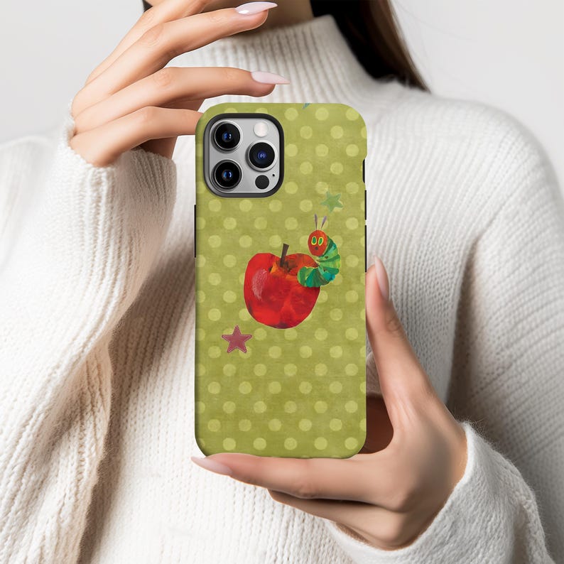 Twee Phone Apple Twee Phone Case, Retro Patchwork Green Vintage Apples & Ladybugs ...