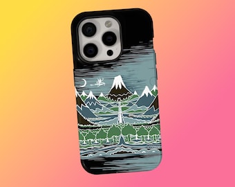 A Halflings journey on a mountain path through an elven wood in the style of J.R.R.Tolkien Phone Case, iPhone 18 17 16 15 14 13, Samsung S25