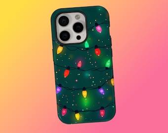Christmas lights phone case, Holiday joy iPhone cover, Winter season Phone Case, iPhone 17 16 15 14 13 12 11 Pro Max, Samsung S25 S24