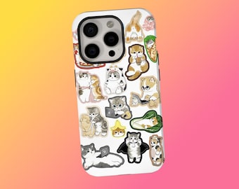 Funda para móvil con collage de gatos vintage: Regalo retro para amantes de las mascotas, funda con pegatina, funda kawaii de gatito, iPhone 17, 16, 15, 14, 13, 12, Samsung