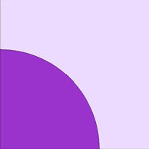 May include: A purple and light purple quilt block with a curved shape in the corner.
